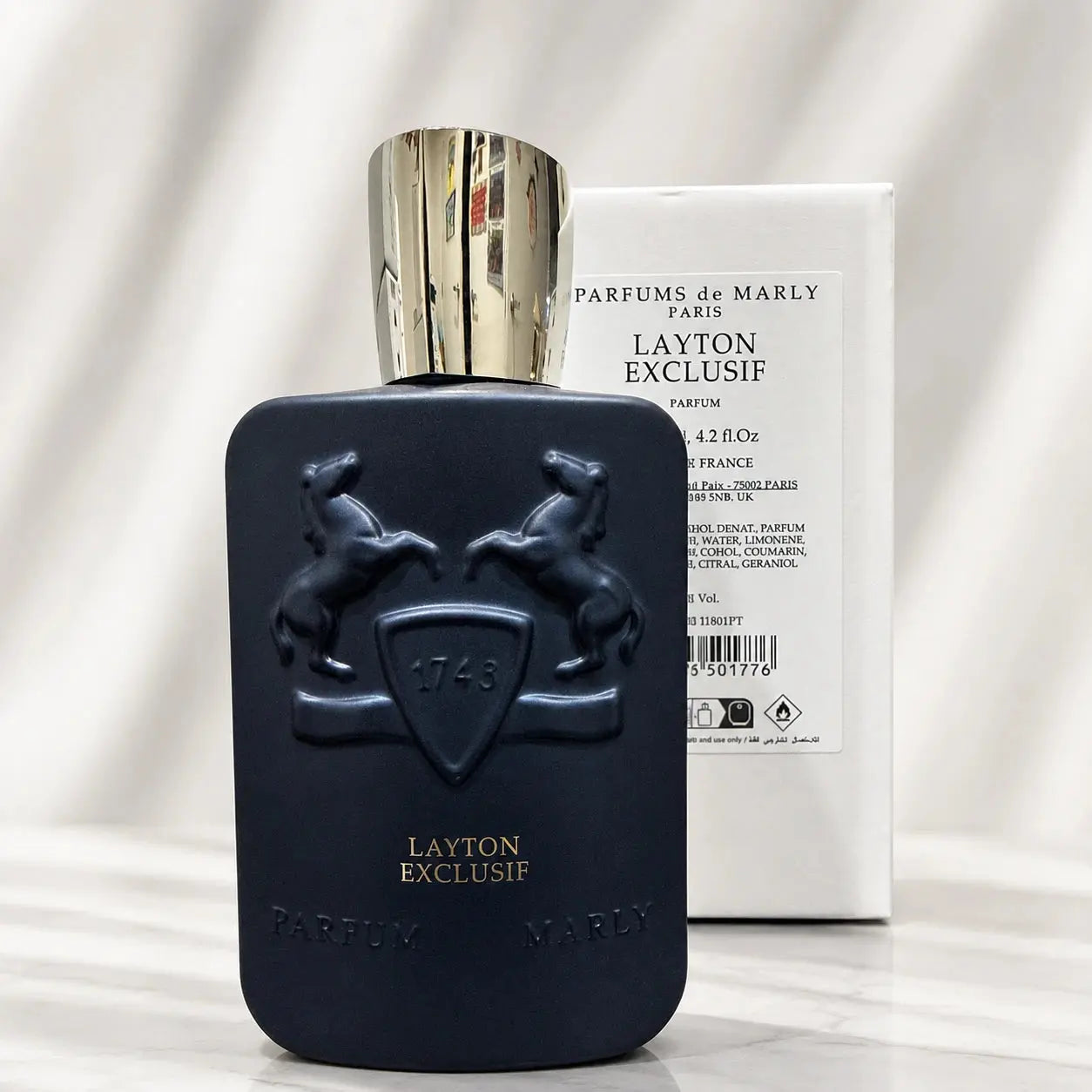 Parfums de Marly Layton Exclusif EDP 125ml tester bottle with gold cap and plain tester box