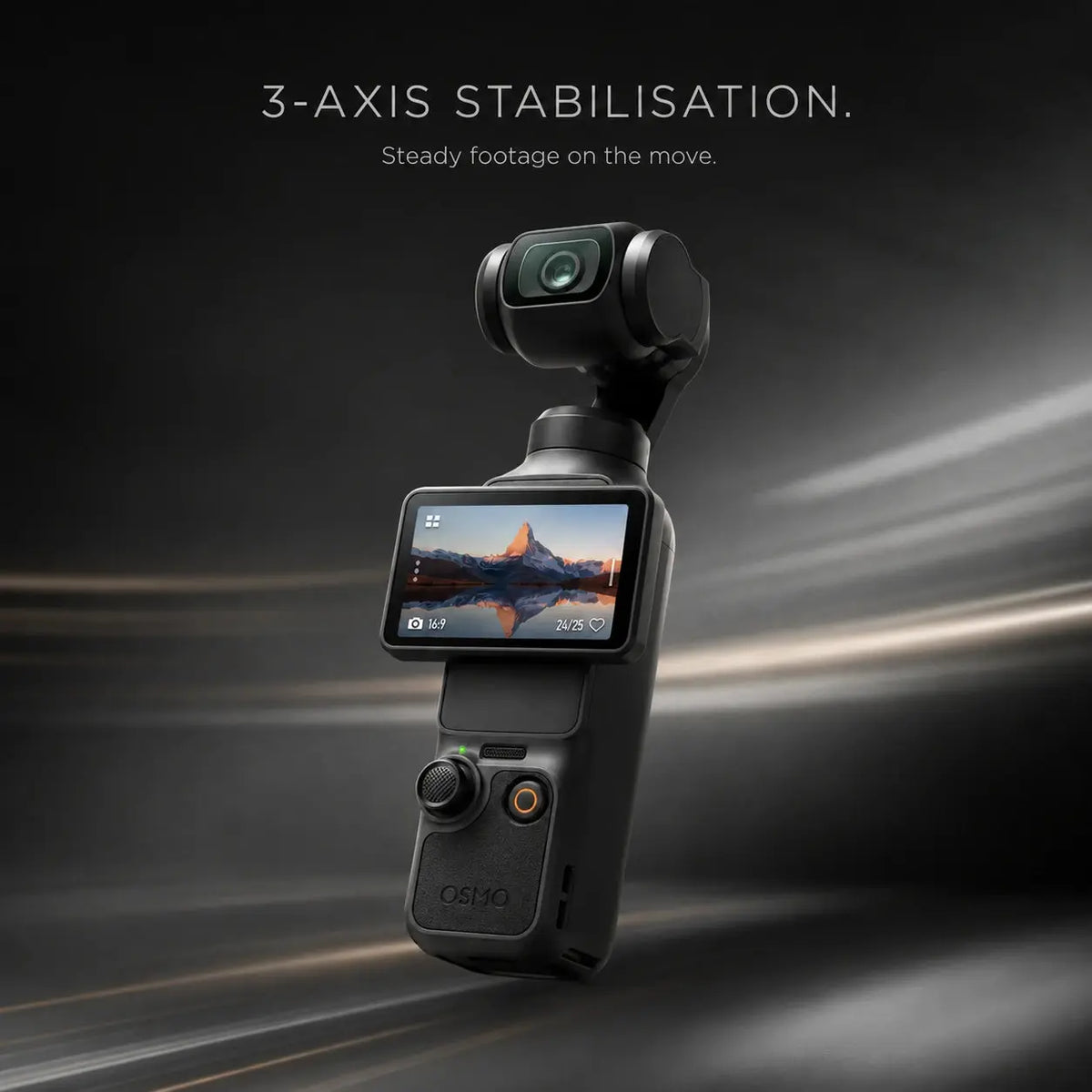 DJI Osmo Pocket 4 showing 3-axis stabilization with smooth movement in a minimal action scene at Gadgets Online NZ LTD