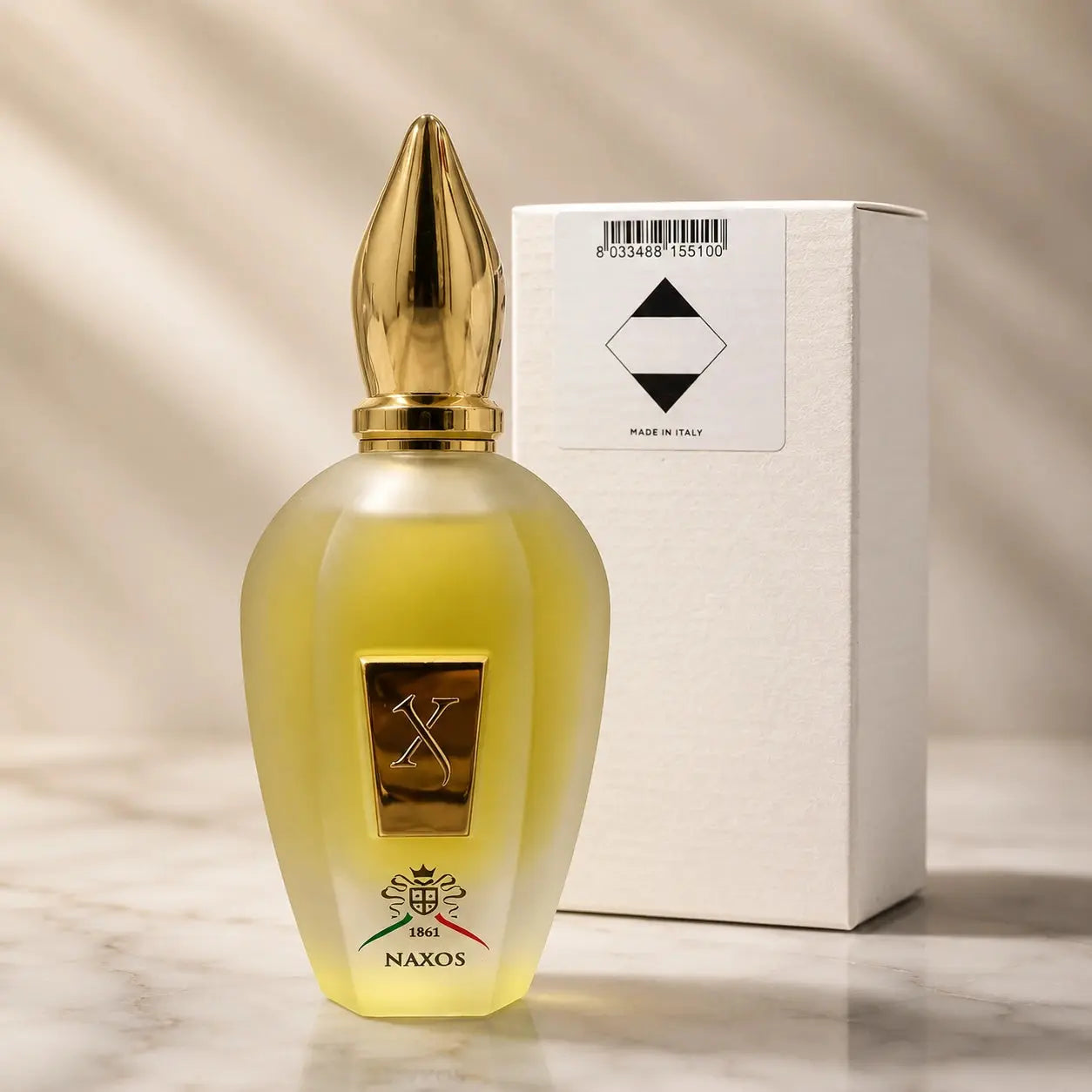 Xerjoff Naxos EDP 100ml tester bottle with gold cap and plain tester box