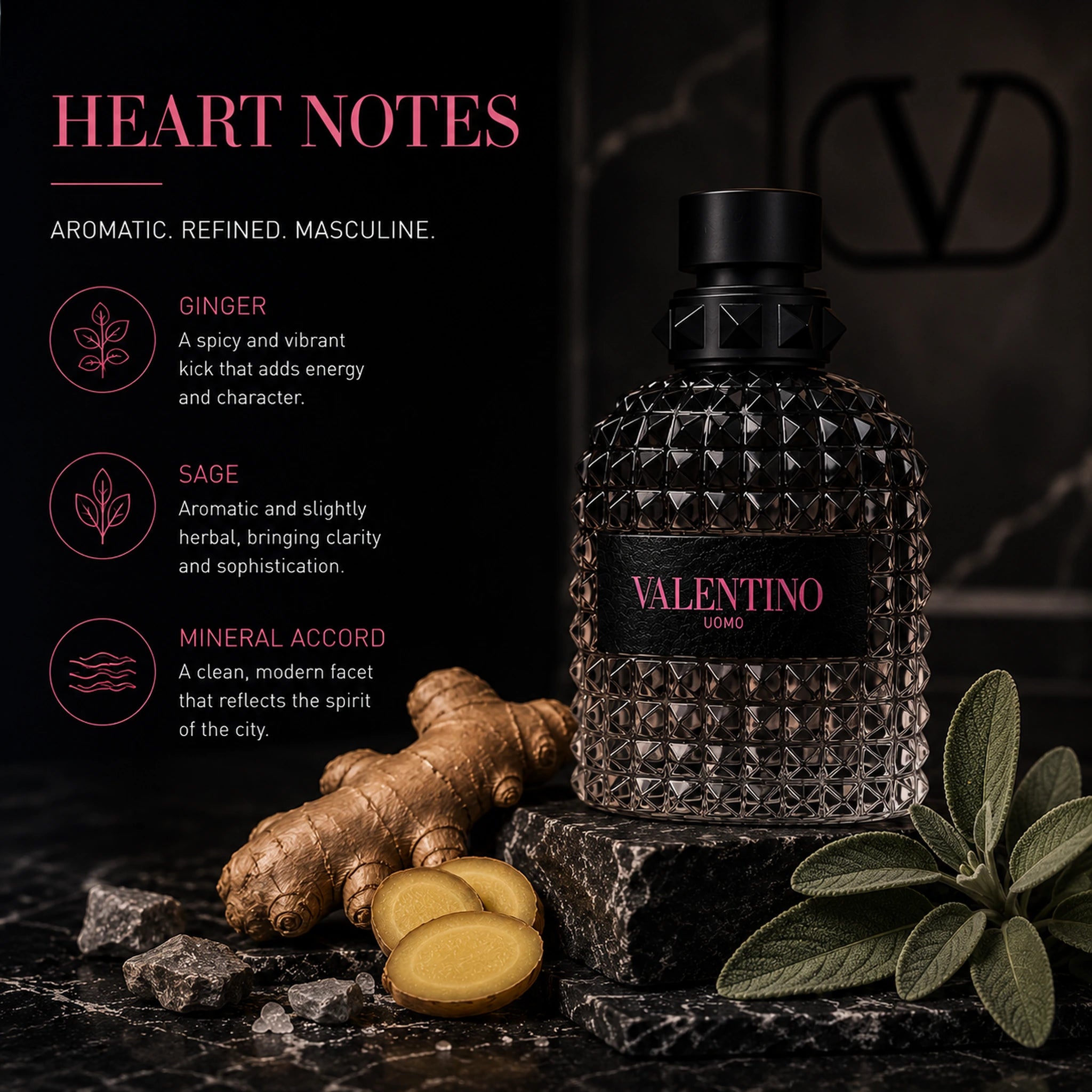 Valentino Uomo Born In Roma EDT Men ginger sage mineral heart notes image at Gadgets Online NZ