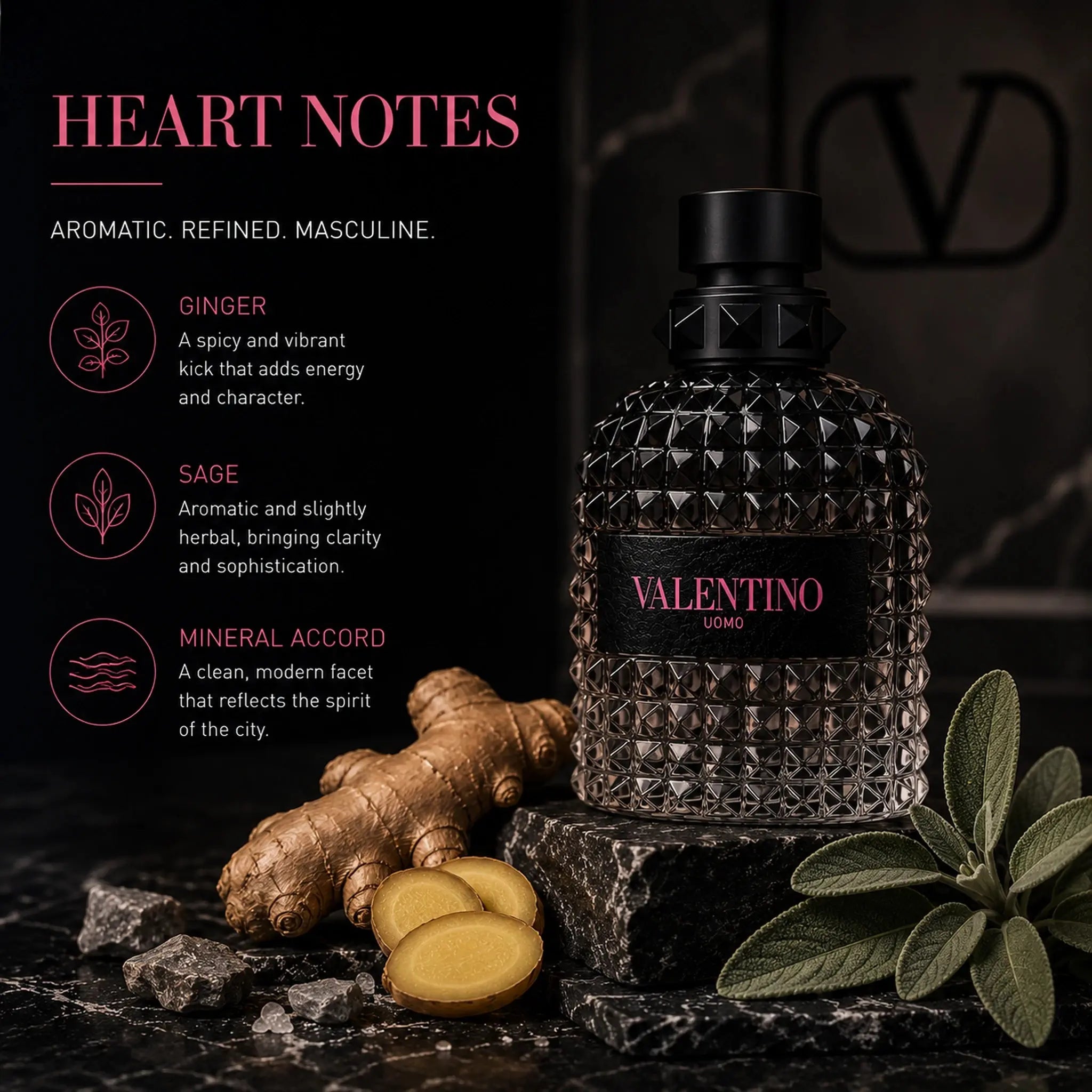 Valentino Uomo Born In Roma EDT Men ginger sage mineral heart notes image at Gadgets Online NZ