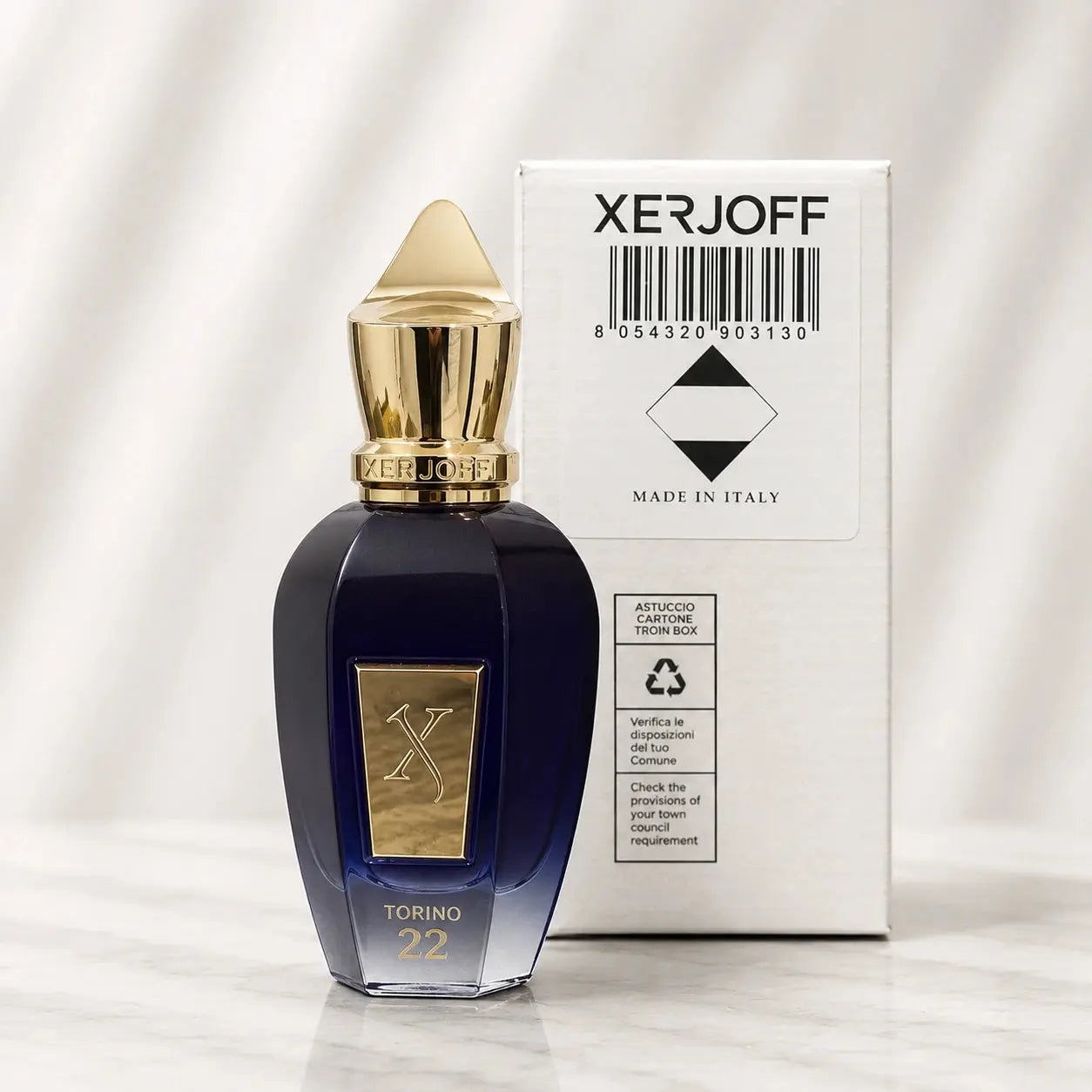 Xerjoff Torino22 EDP 50ml tester bottle with gold cap and plain tester box