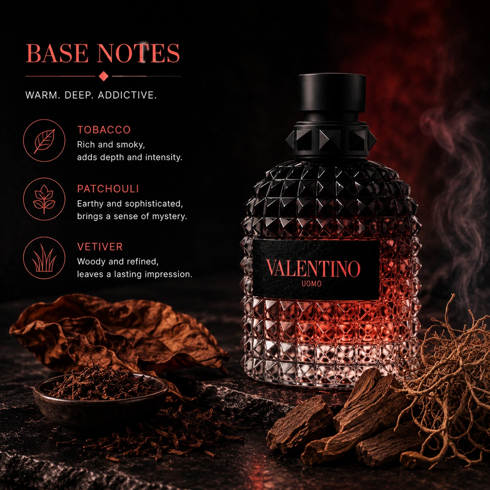 Valentino Uomo Born In Roma Coral Fantasy tobacco patchouli vetiver base notes image at Gadgets Online NZ