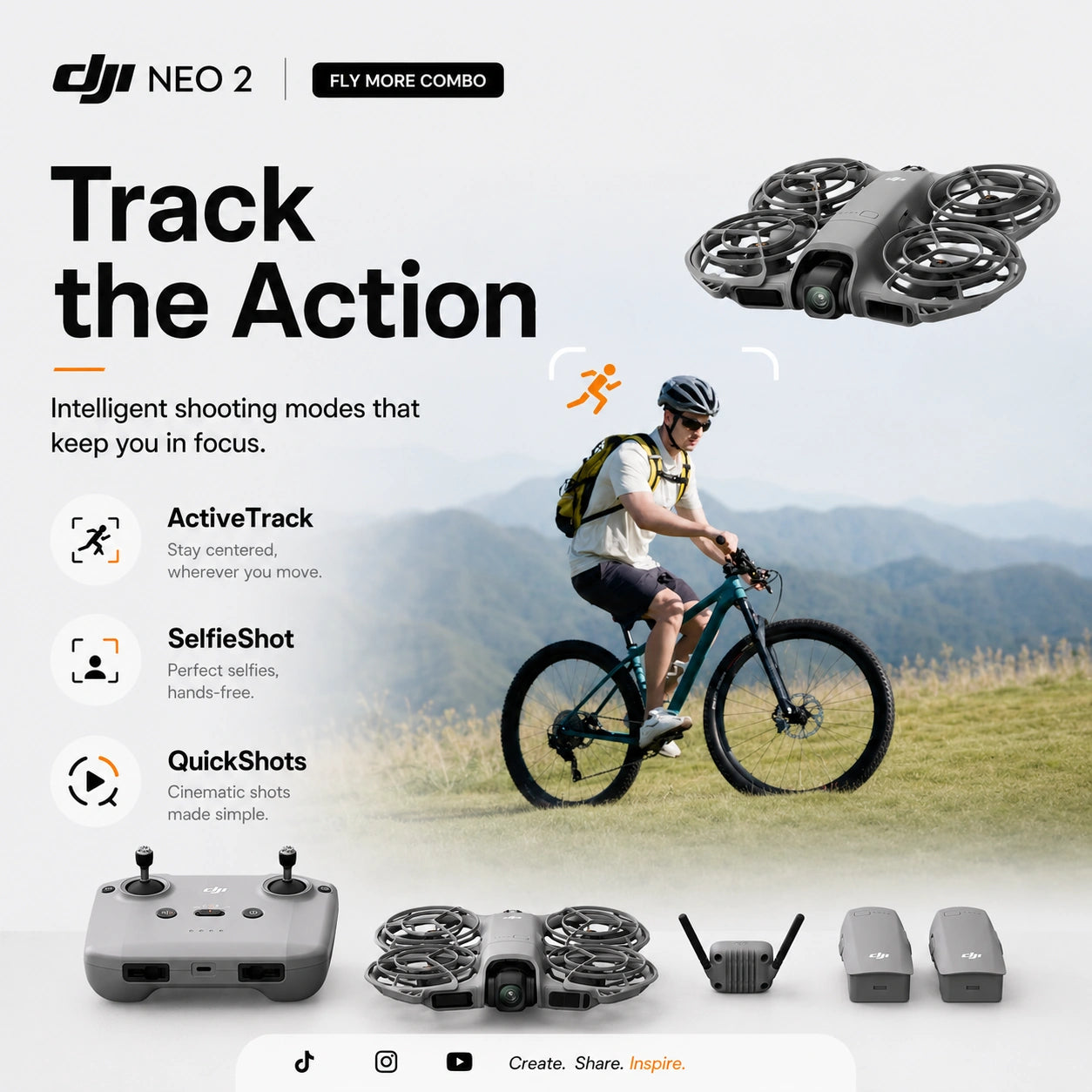 DJI Neo 2 Fly More Combo ActiveTrack SelfieShot and QuickShots feature image for outdoor creators