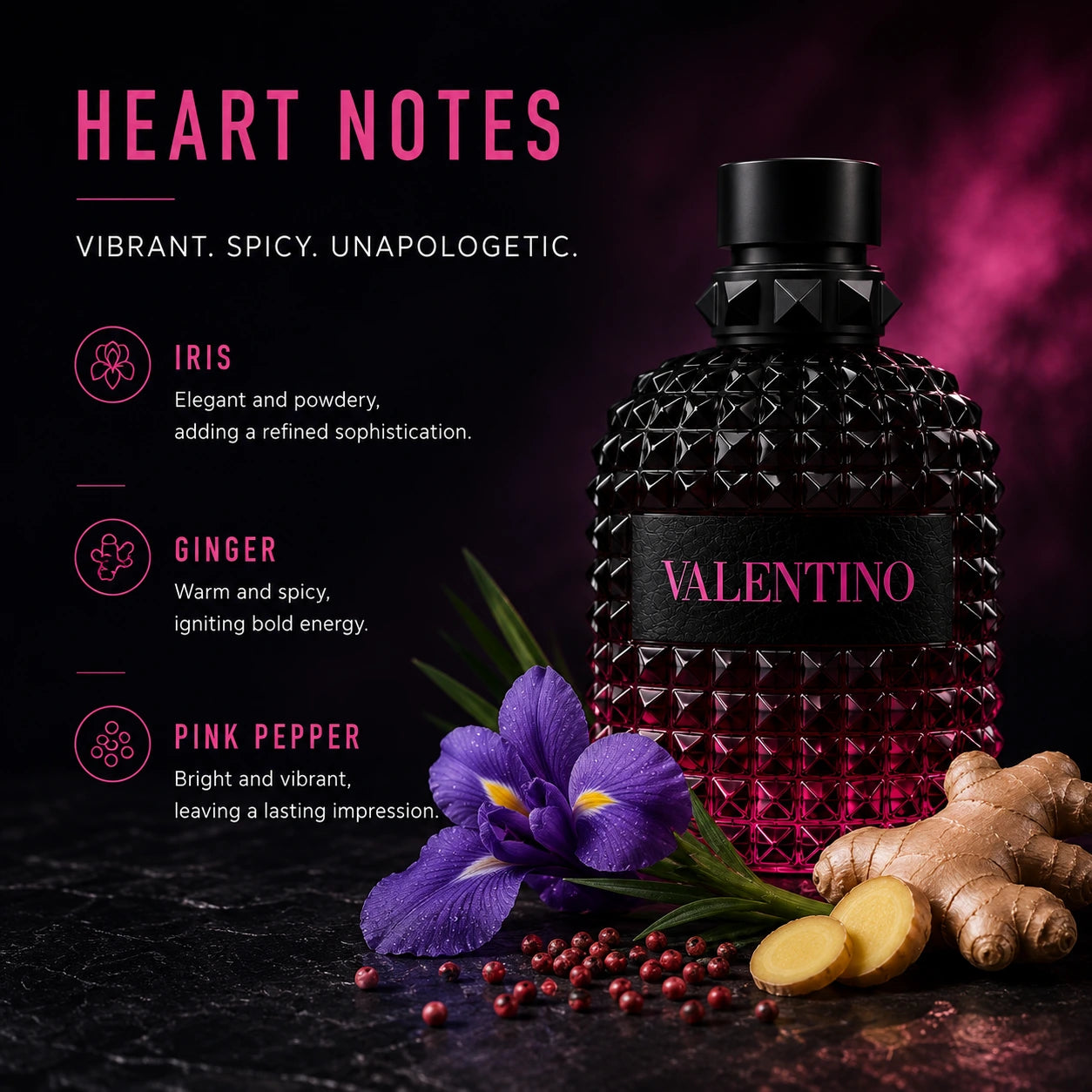 Valentino Uomo Born In Roma Intense heart notes iris ginger pink pepper image