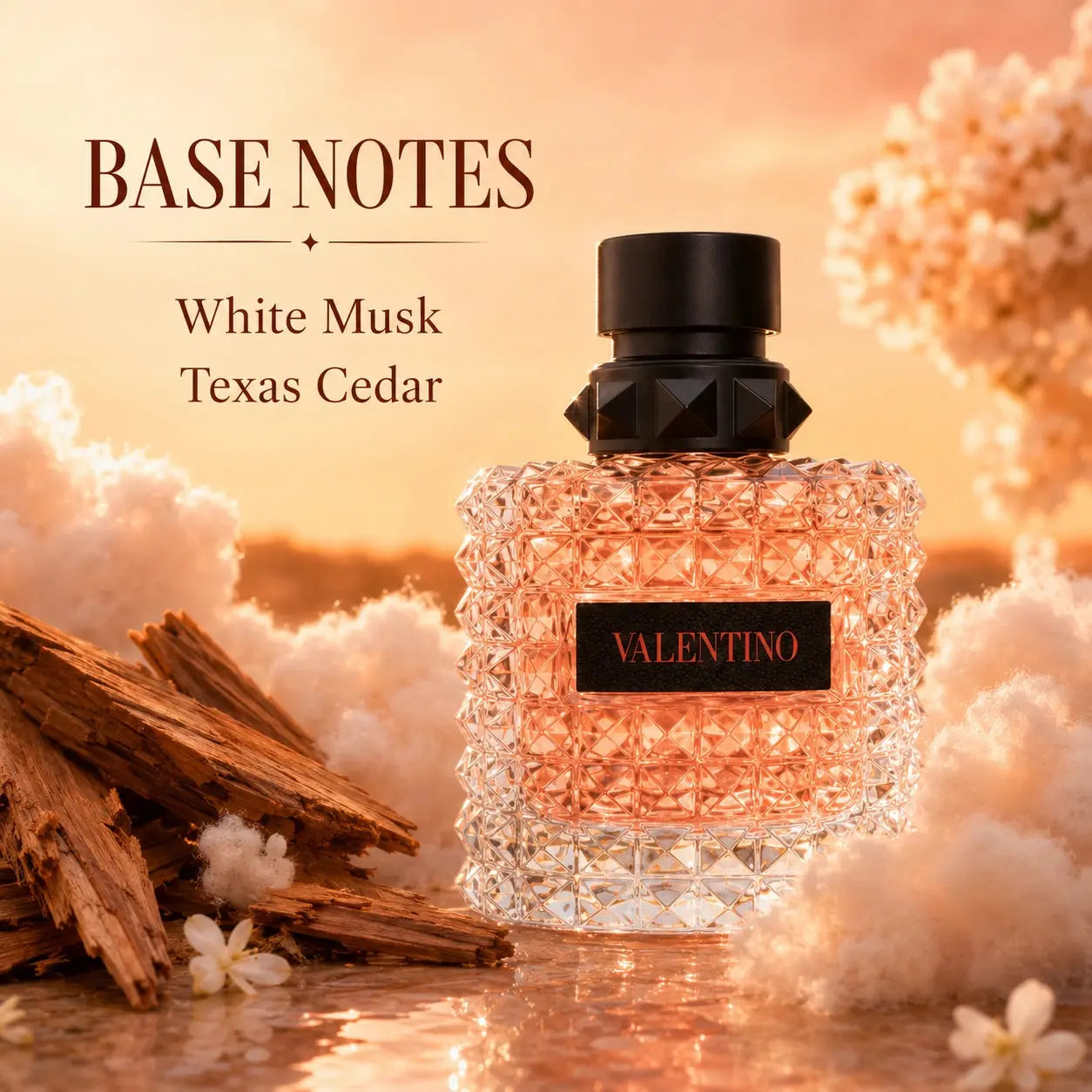 Valentino Donna Born In Roma Coral Fantasy base notes image with white musk and Texas cedar at Gadgets Online NZ