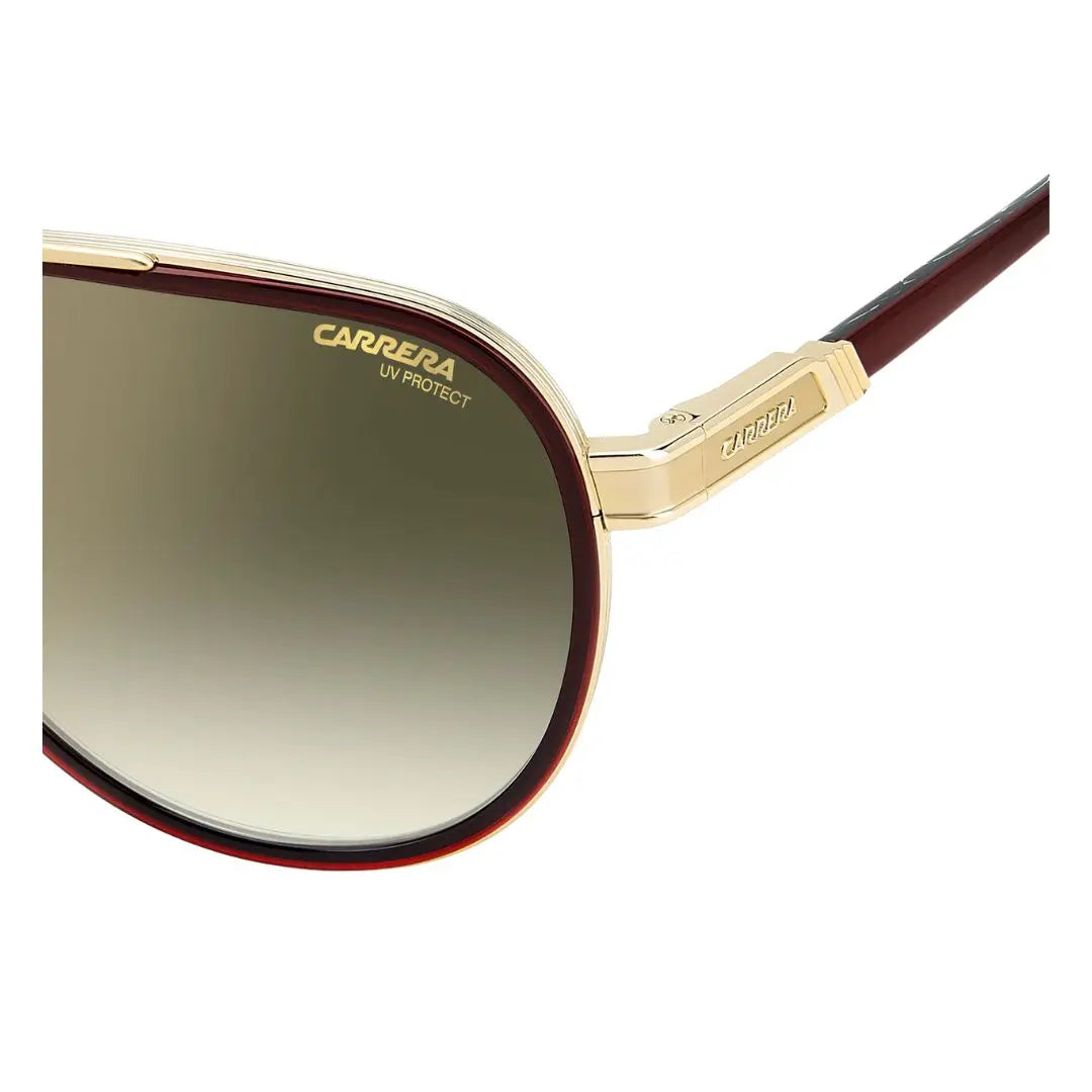 Carrera 1076/S men's hexagonal pilot Sunglasses with gold frame and brown gradient lens on a white background