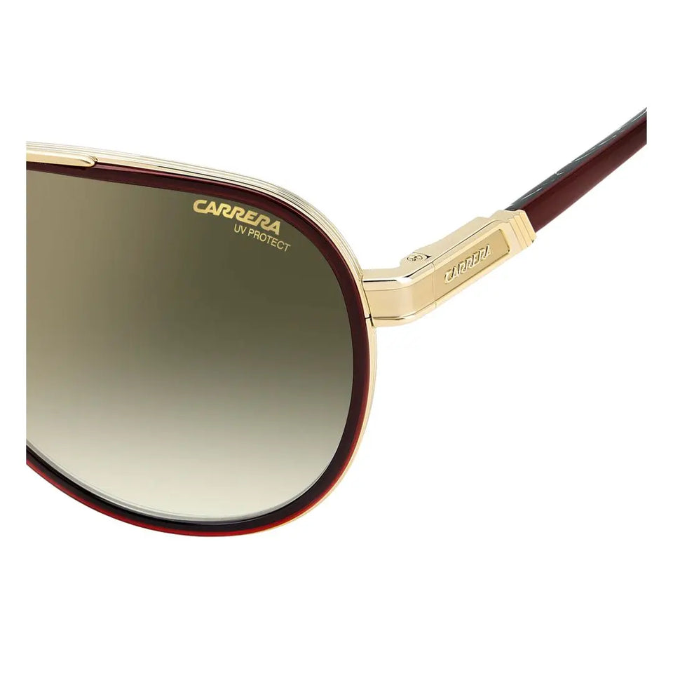 Carrera 1076/S men's hexagonal pilot Sunglasses with gold frame and brown gradient lens on a white background