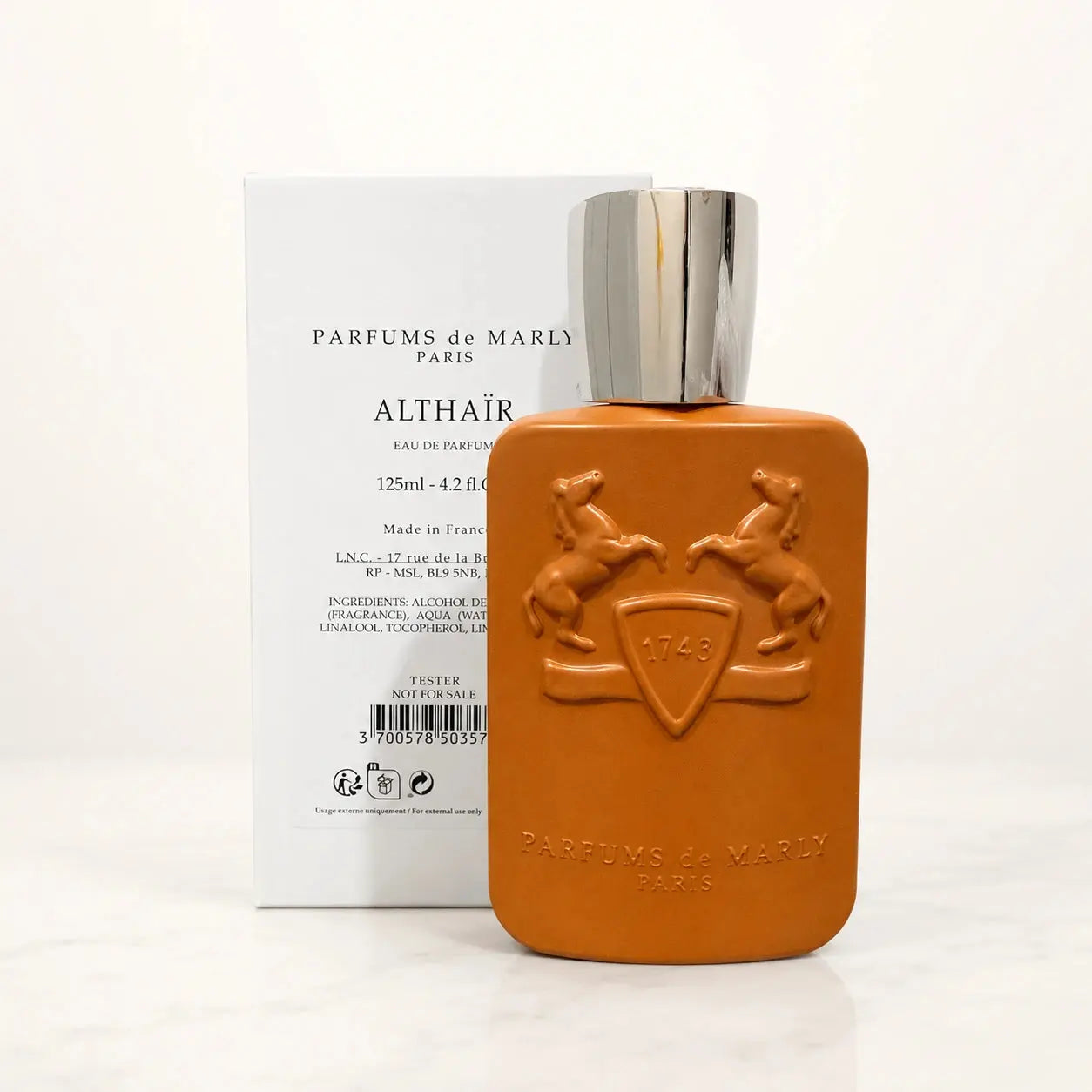 Parfums de Marly Althaïr EDP 125ml tester bottle with silver cap and plain tester box