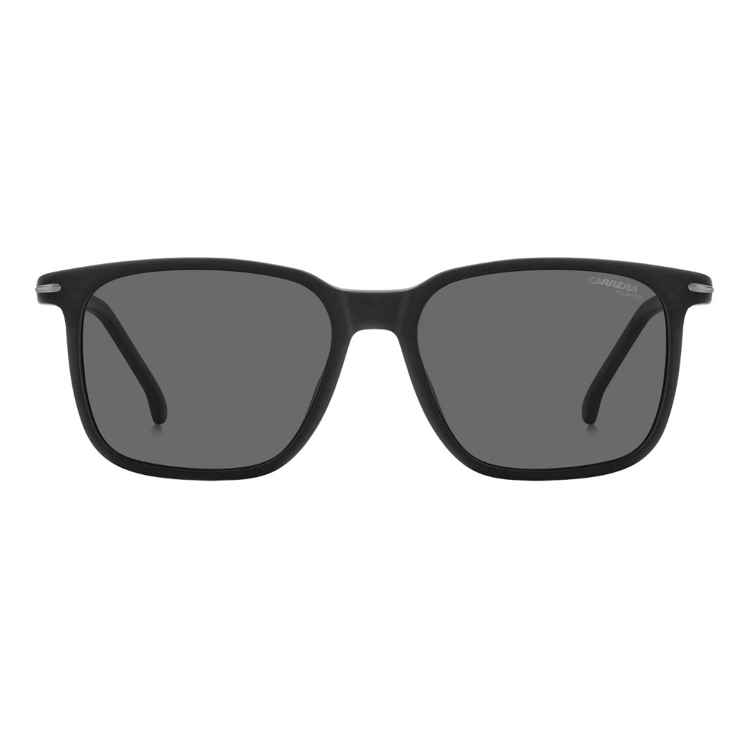 Carrera 367/S men's rectangular Black sunglasses with dark lenses on a white background