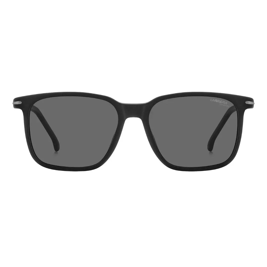 Carrera 367/S men's rectangular Black sunglasses with dark lenses on a white background