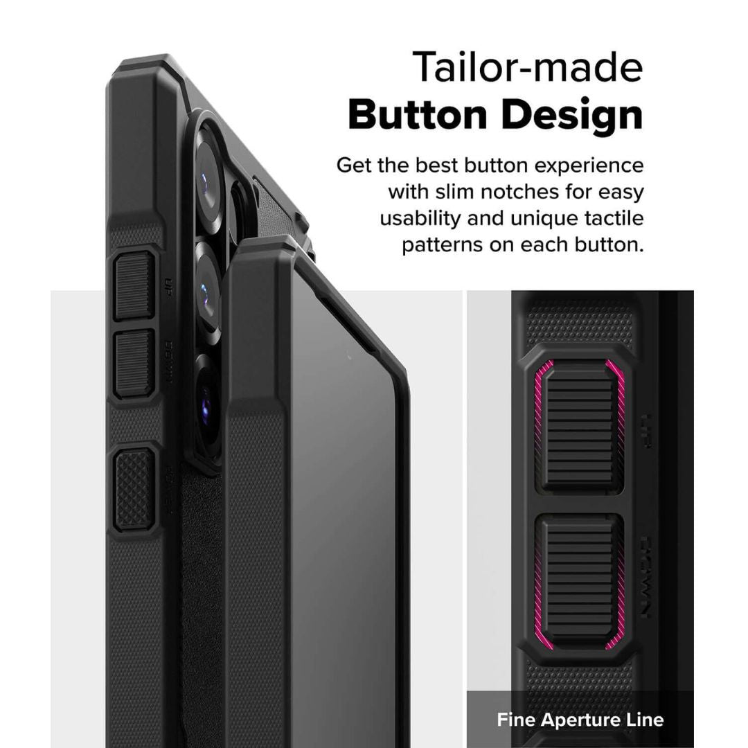 tailor Made Buttons for Samsung S25 Camo Black Case