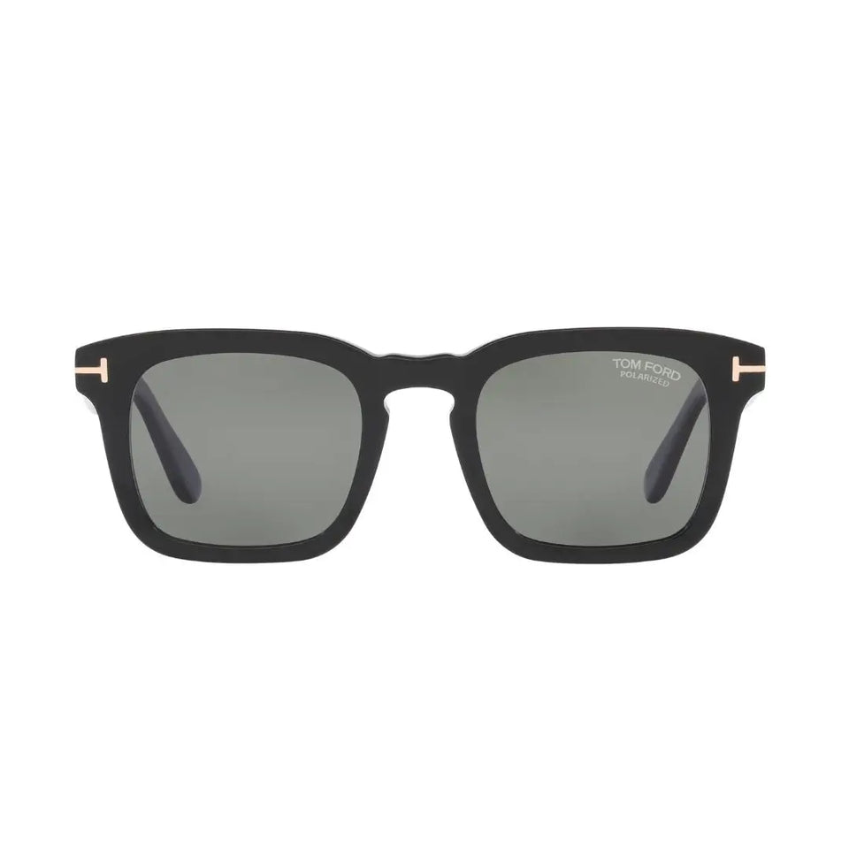 Tom Ford FT0751 Black sunglasses with gold accents on a white background