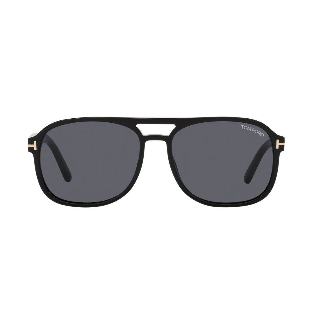 Tom Ford FT1022 Rosco Black sunglasses with gold accents on a white background