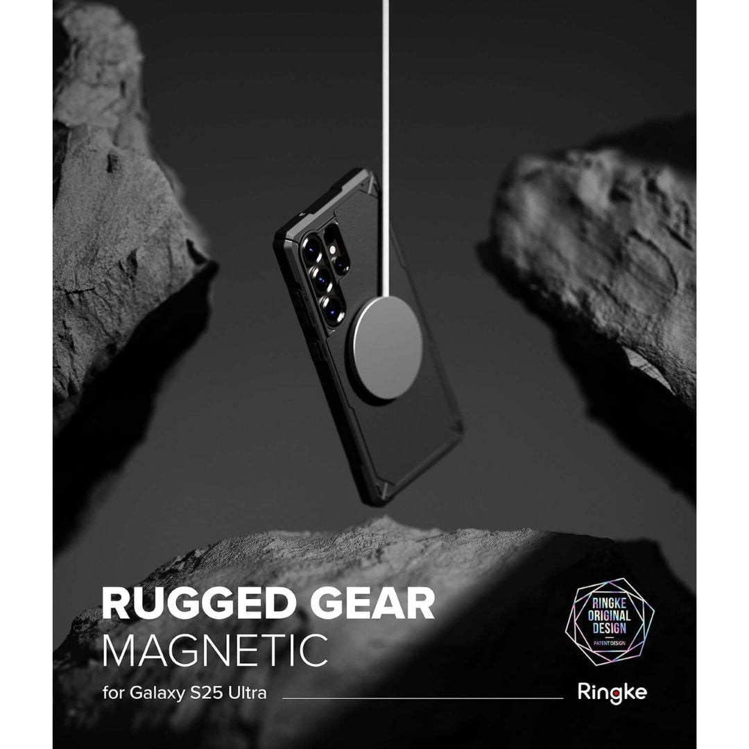 Galaxy S25 Ultra Rugged Gear Magnetic Black Case by Ringke