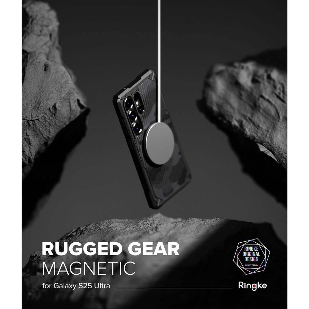 Galaxy S25 Ultra Rugged Gear Magnetic Camo Black Case by Ringke