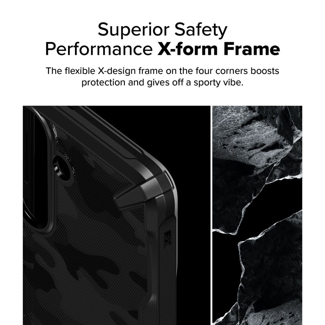 Ringke Fusion X Design Camo Black Case – Supports wireless charging & Samsung Pay functionality