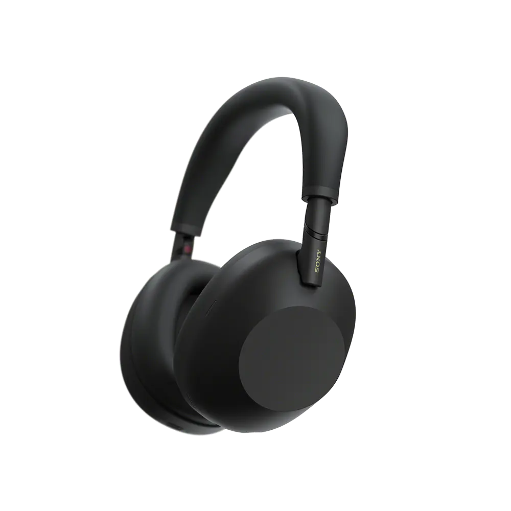 Black Sony WH-1000XM6 wireless over-ear headphones, emphasizing the sleek matte finish and premium build.