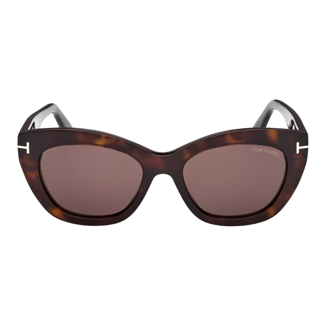 Tom Ford FT1285 women's Tortoiseshell sunglasses with brown lenses on a white background