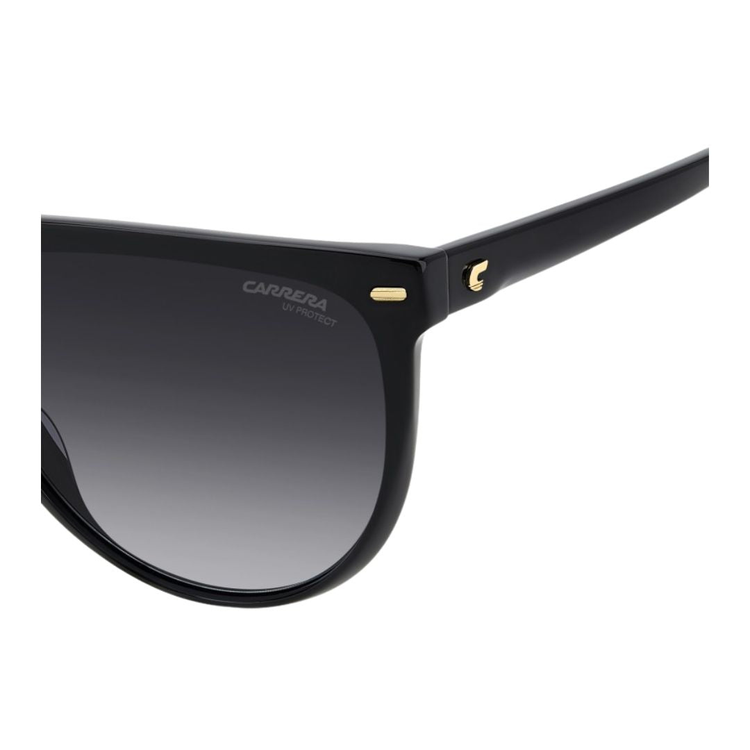 Carrera 3055/S women's Black sunglasses with gold accents on a white background