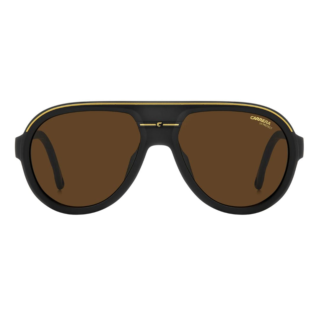 Carrera C Sport 09/S Sunglasses with brown lenses and black frame on a white background