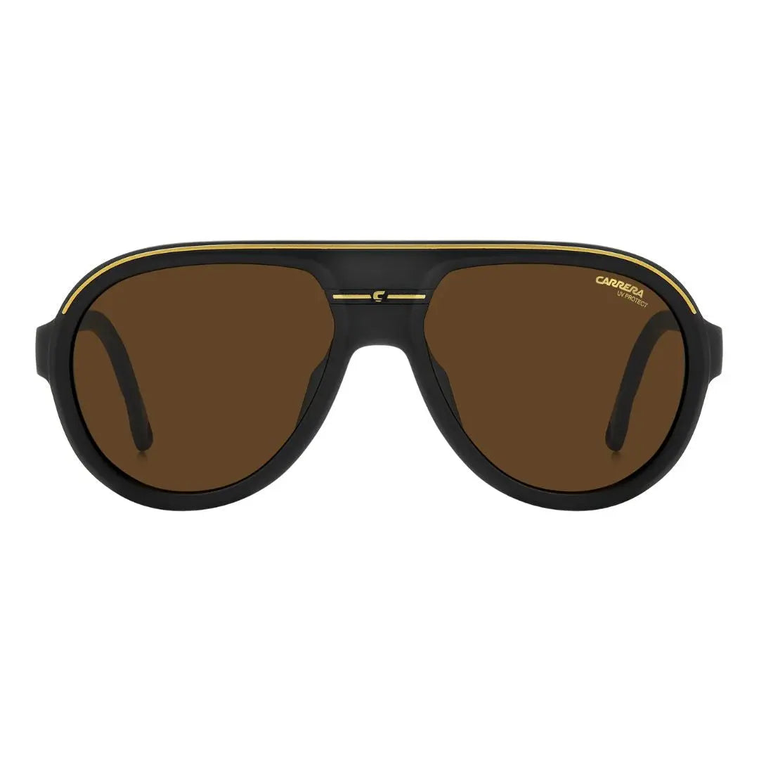 Carrera C Sport 09/S Sunglasses with brown lenses and black frame on a white background