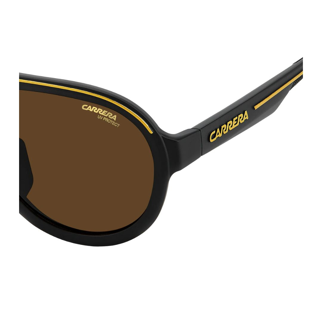 Carrera C Sport 09/S sunglasses with black frame and brown lenses on a white background