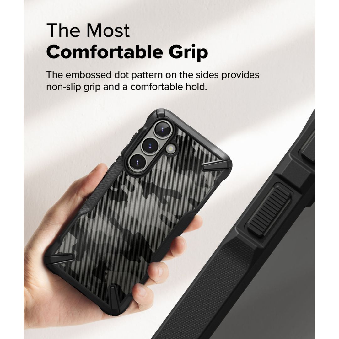 Ringke Fusion X Design Camo Black Case – Designed for Samsung Galaxy S25 Plus Back View