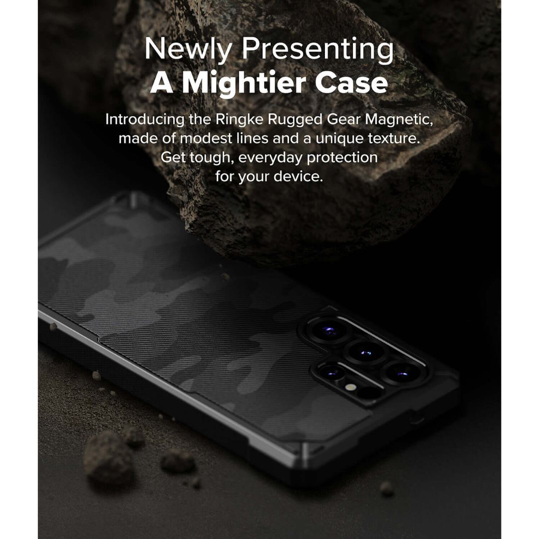 Galaxy S25 Ultra Rugged Gear Magnetic Camo Black Case by Ringke