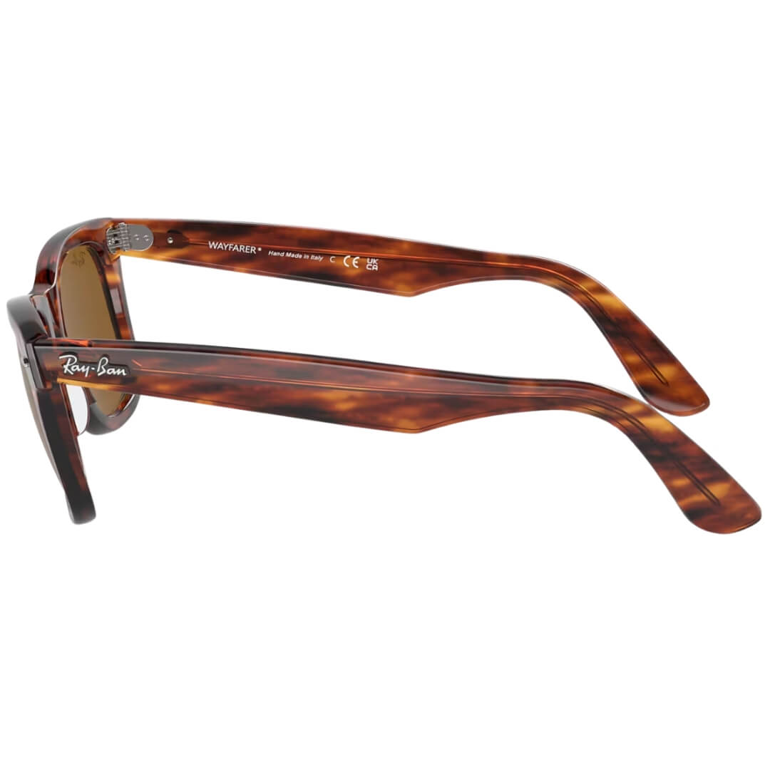 Ray-Ban Wayfarer RB2140 954 Sunglasses - Striped Havana Frame, Brown Lens Side Frame View