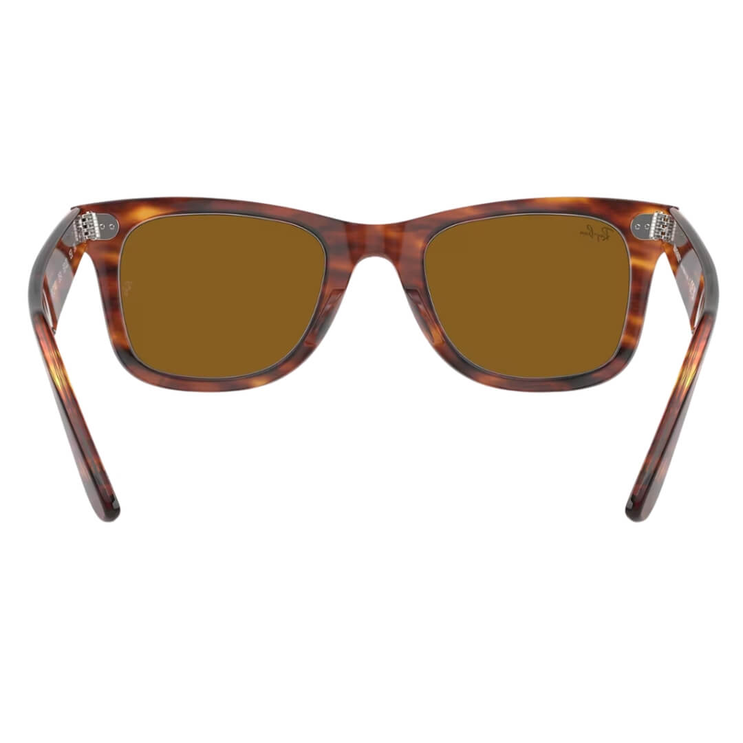 Ray-Ban Wayfarer RB2140 954 Sunglasses - Striped Havana Frame, Brown Lens Back View