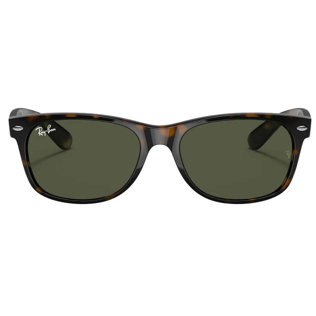 Ray-Ban New Wayfarer RB2132F 902L Sunglasses - Tortoise Frame, Green Classic G-15 Lens Front View