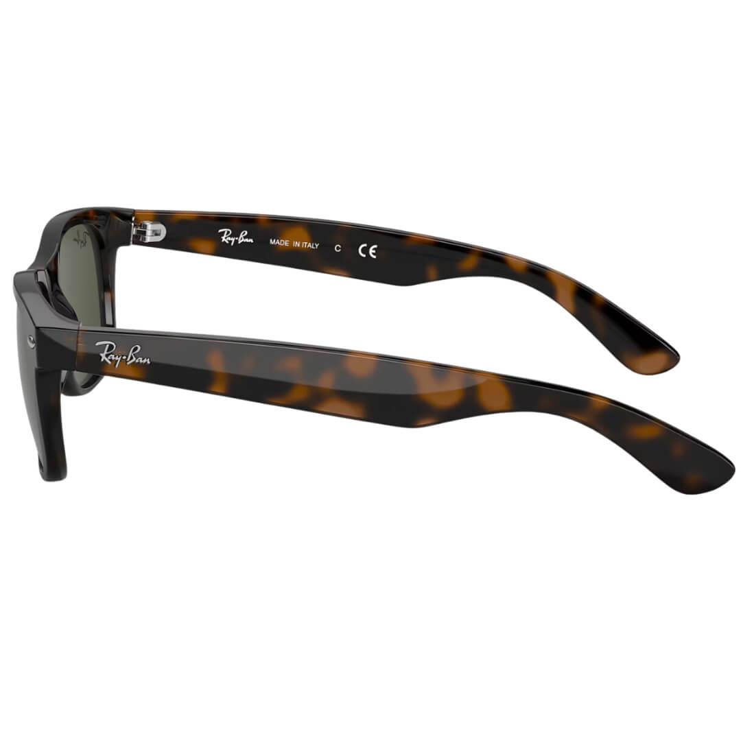 Ray-Ban New Wayfarer RB2132F 902L Sunglasses - Tortoise Frame, Green Classic G-15 Lens Side View