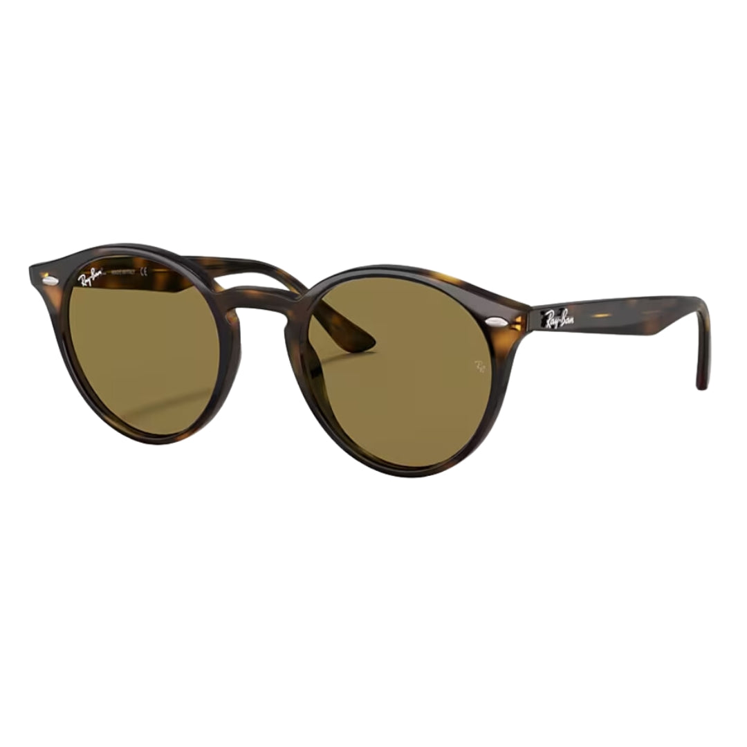 Ray-Ban RB2180 710/73 51- 21 Classic Round Sunglasses - Polished Tortoise Propionate Brown Lenses Front Right Side