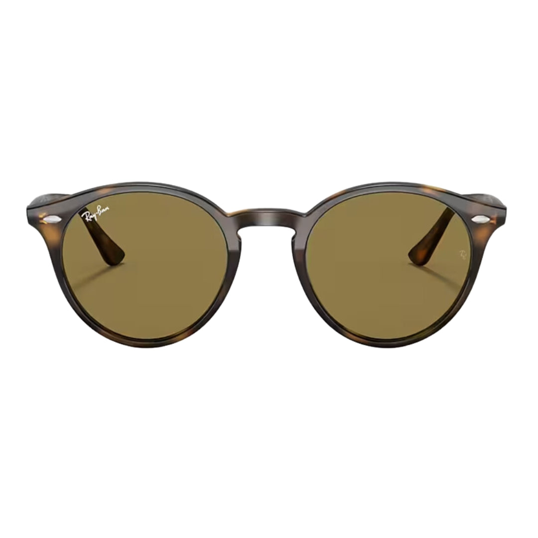 Ray-Ban RB2180 710/73 51- 21 Classic Round Sunglasses - Polished Tortoise Propionate Brown Lenses Close Up View