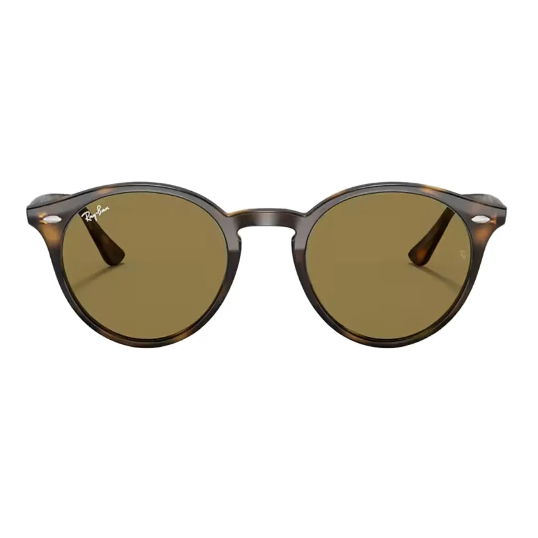 Ray-Ban RB2180 710/73 51- 21 Classic Round Sunglasses - Polished Tortoise Propionate Brown Lenses Close Up View