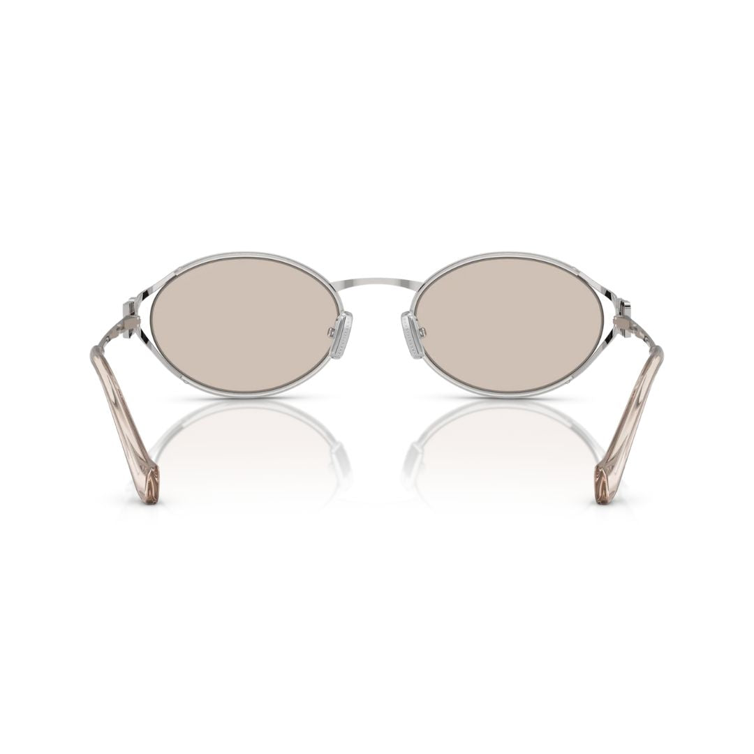 Back View: Miu Miu MU 52YS 1BC10F Sunglasses – Gradient Pale Gold Lenses, High-Fashion Aesthetic, Italian Craftsmanship