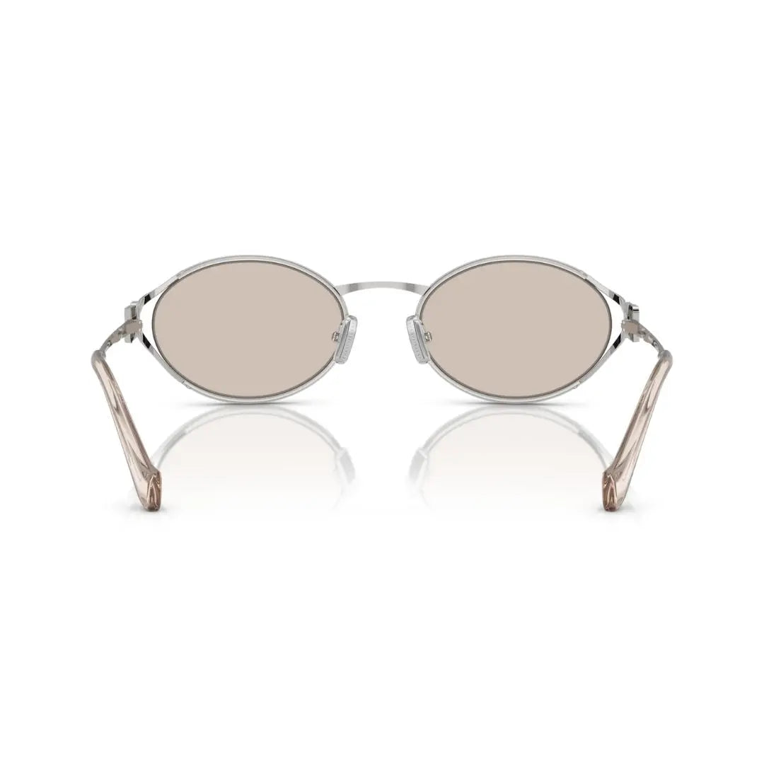 Back View: Miu Miu MU 52YS 1BC10F Sunglasses – Gradient Pale Gold Lenses, High-Fashion Aesthetic, Italian Craftsmanship