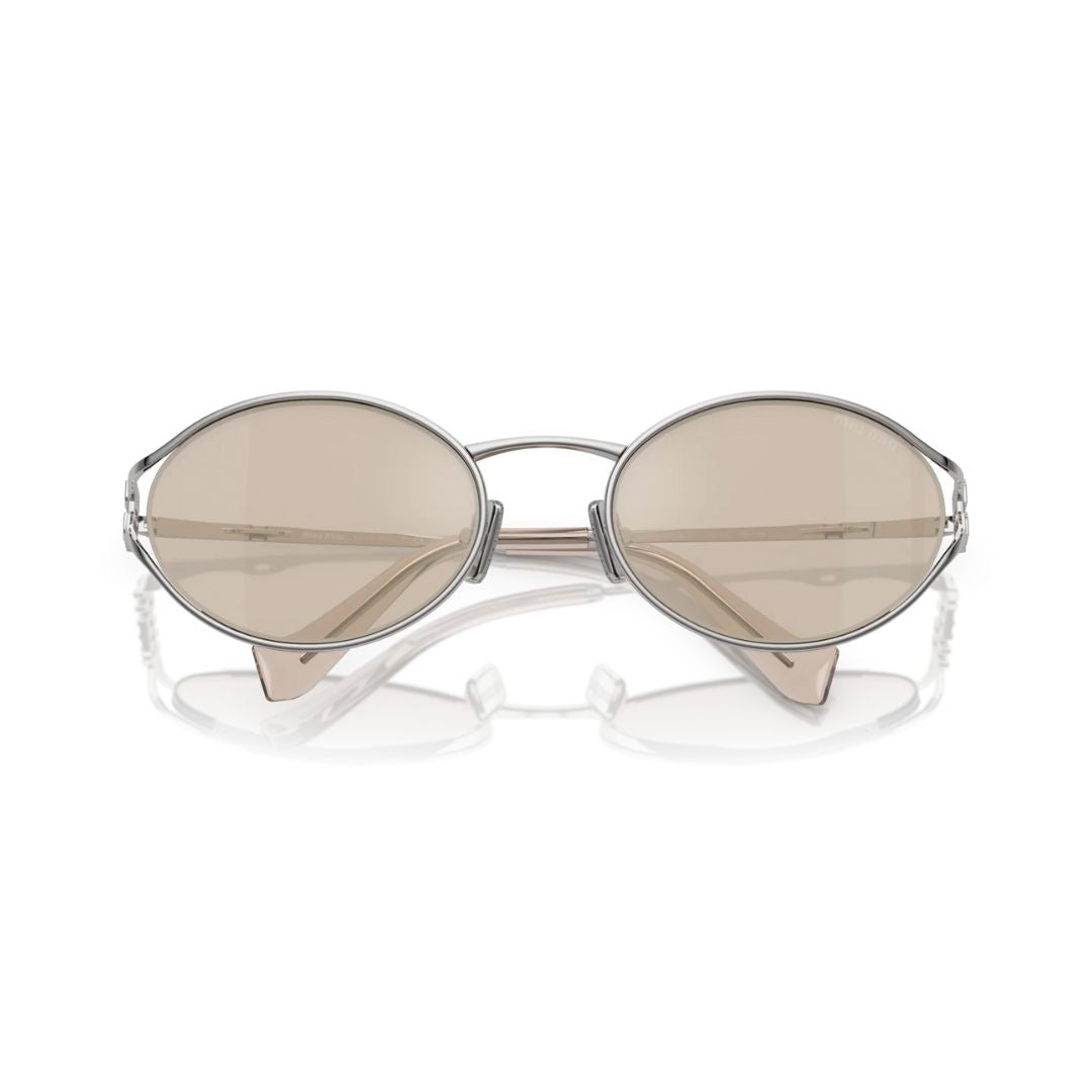 Folded View: Miu Miu MU 52YS 1BC10F – Compact Foldable Design, Statement Bow Logo, Luxury Women’s Eyewear