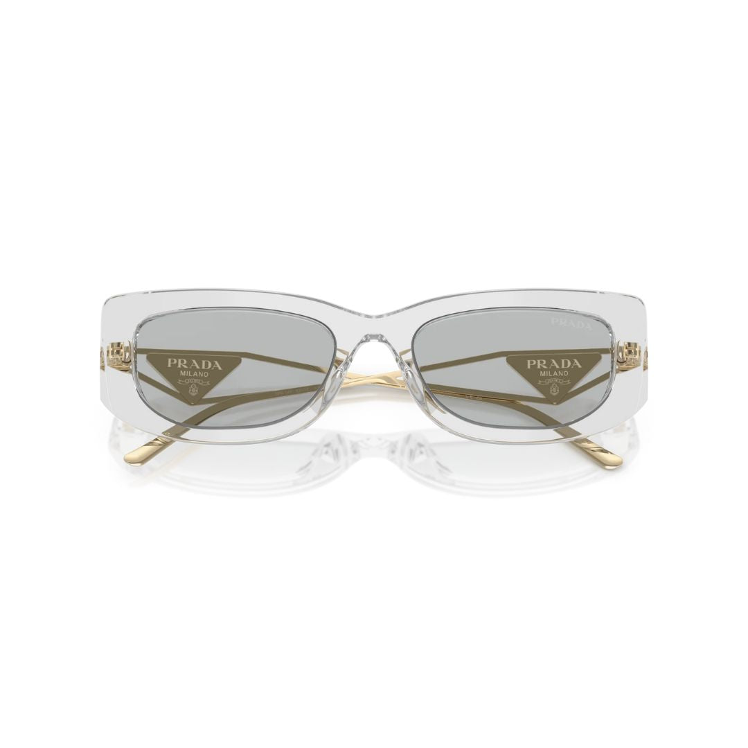 Folded View: Prada PR 14YS 12R50K – Compact Foldable Design, Signature Branding, Luxury Women’s Eyewear