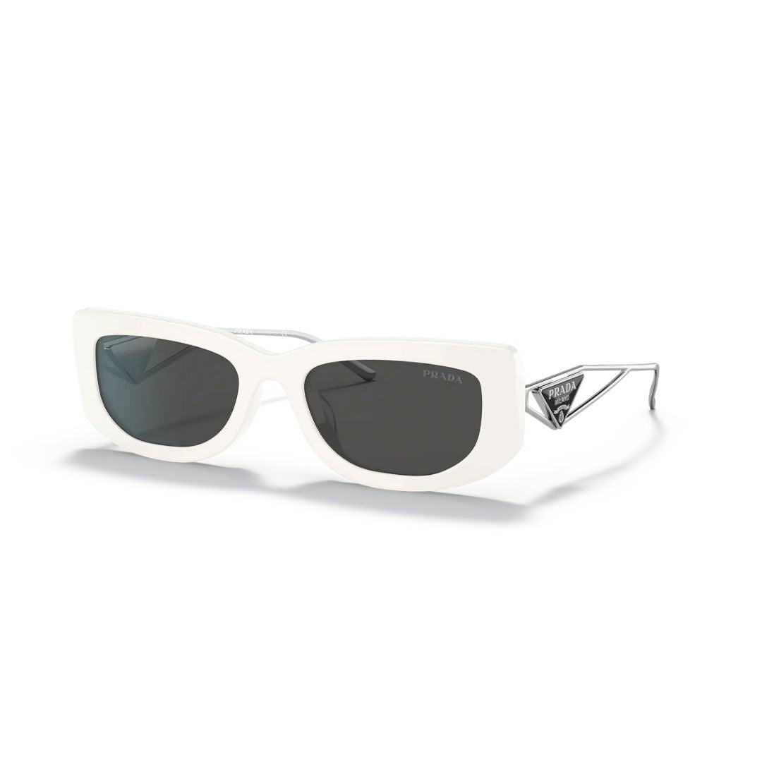 Angled View: Prada PR 14YS 1425S0 Designer Sunglasses – High-Fashion Rectangular Design, Premium Acetate Build