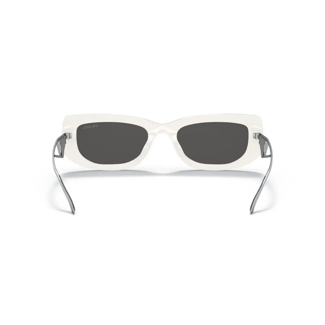 Back View: Prada PR 14YS 1425S0 Sunglasses – Solid Dark Grey Lenses, Elegant Prada Branding, Italian Craftsmanship