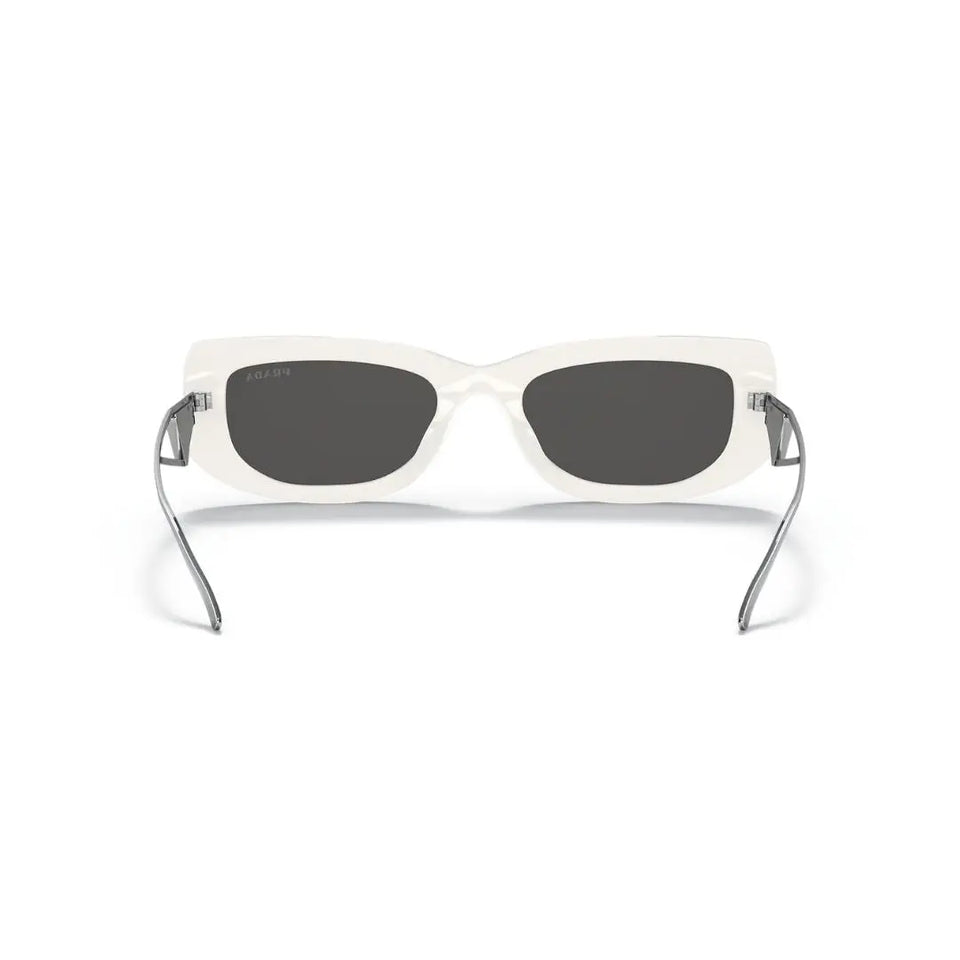 Back View: Prada PR 14YS 1425S0 Sunglasses – Solid Dark Grey Lenses, Elegant Prada Branding, Italian Craftsmanship