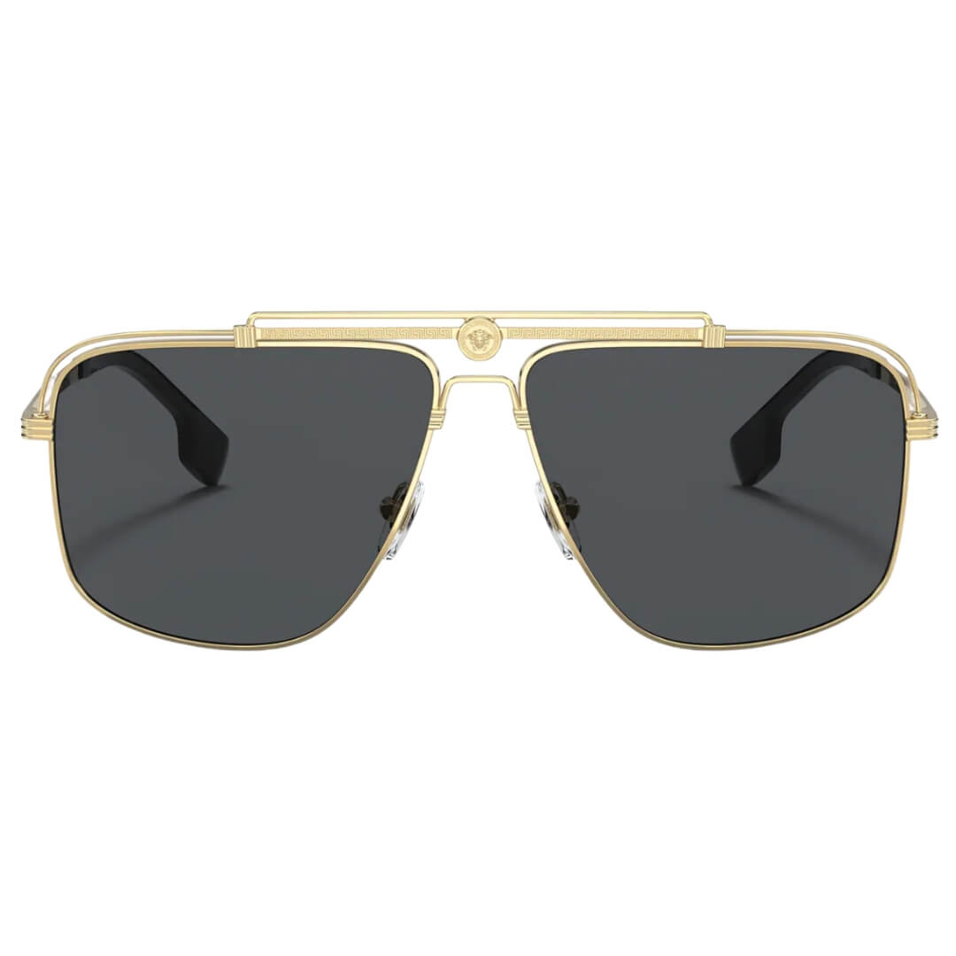 Versace VE2242 100287 Sunglasses - Gold Frame, Dark Grey Lens