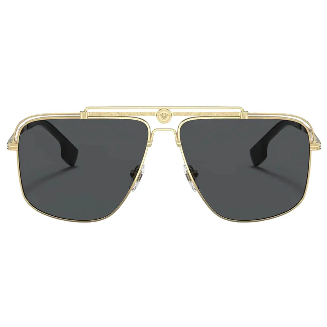 Versace VE2242 100287 Sunglasses - Gold Frame, Dark Grey Lens Versace