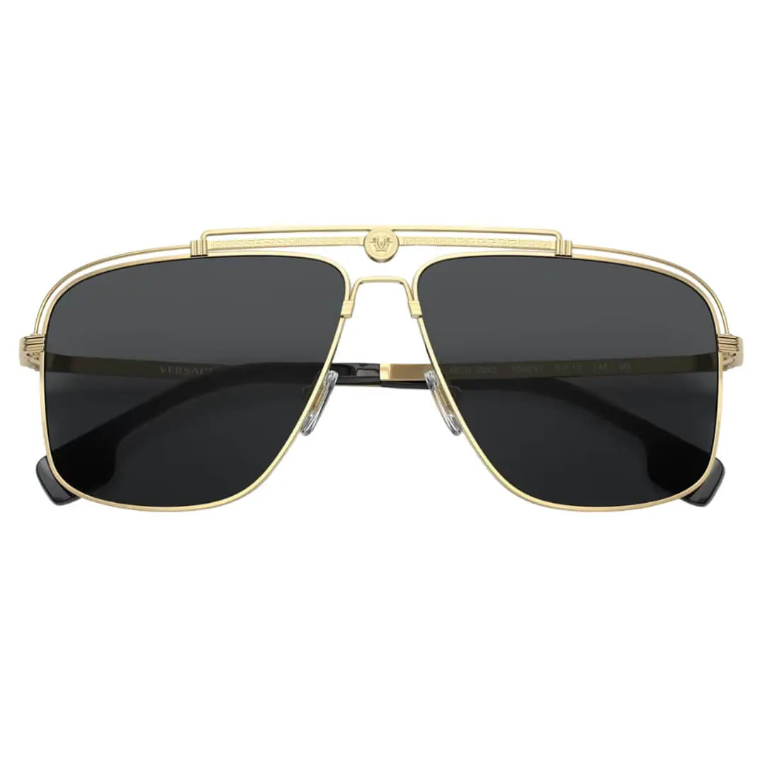 Versace VE2242 100287 Sunglasses - Gold Frame, Dark Grey Lens Versace