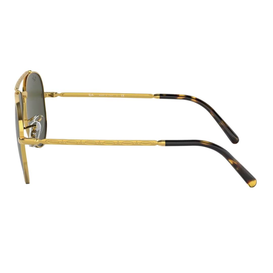 Ray-Ban New Aviator RB3625 919631 Sunglasses - Gold Frame, Green Lens Side View