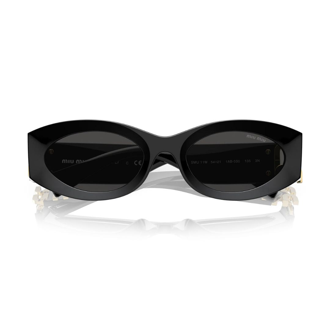 Folded View: Miu Miu MU 11WS 1AB5S0 – Compact Foldable Design, Signature Branding, Luxury Women’s Eyewear