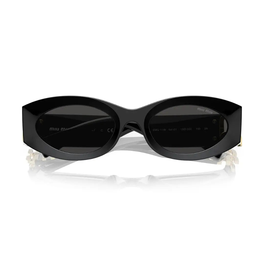 Folded View: Miu Miu MU 11WS 1AB5S0 – Compact Foldable Design, Signature Branding, Luxury Women’s Eyewear