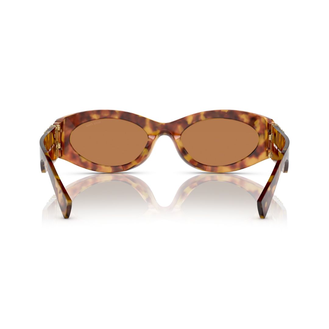 Back View: Miu Miu MU 11WS 4BW2Z1 Sunglasses – Solid Brown Lenses, High-Fashion Appeal, Italian Craftsmanship